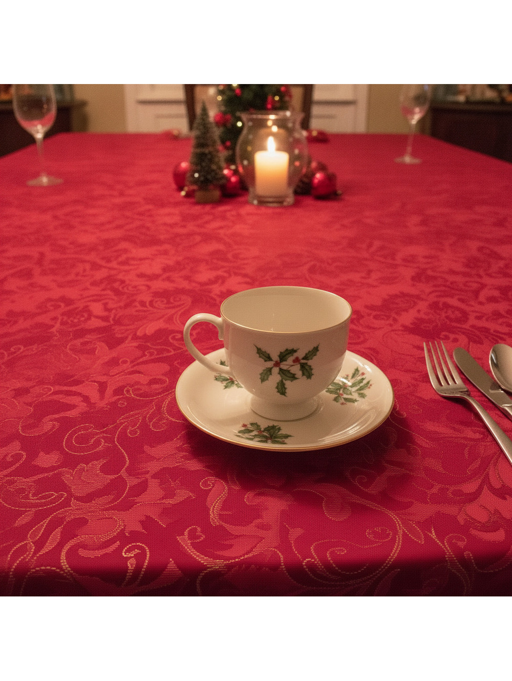 Vintage Lenox Holiday Holly and Berry Cup and Saucer Special Presidential